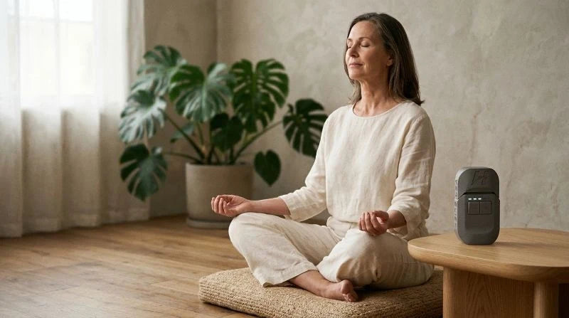 Diaphragmatic breathing activates vagus nerve pathways during a calm meditation routine with VeRelief Prime support