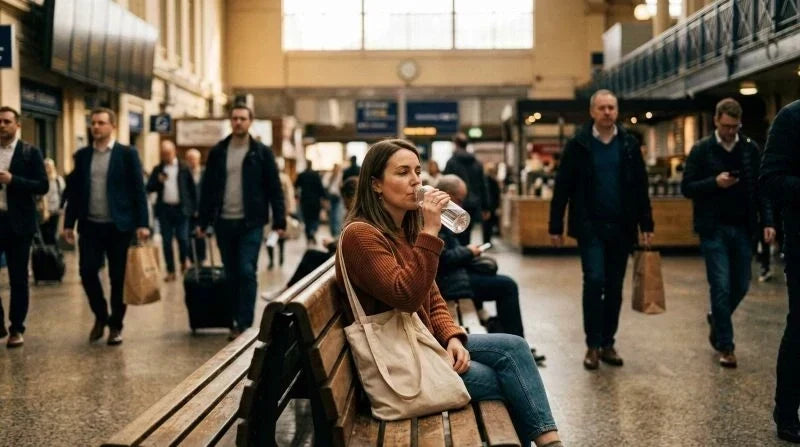 Vagus nerve and passing out symptoms shown by a person experiencing lightheadedness in a crowded public space