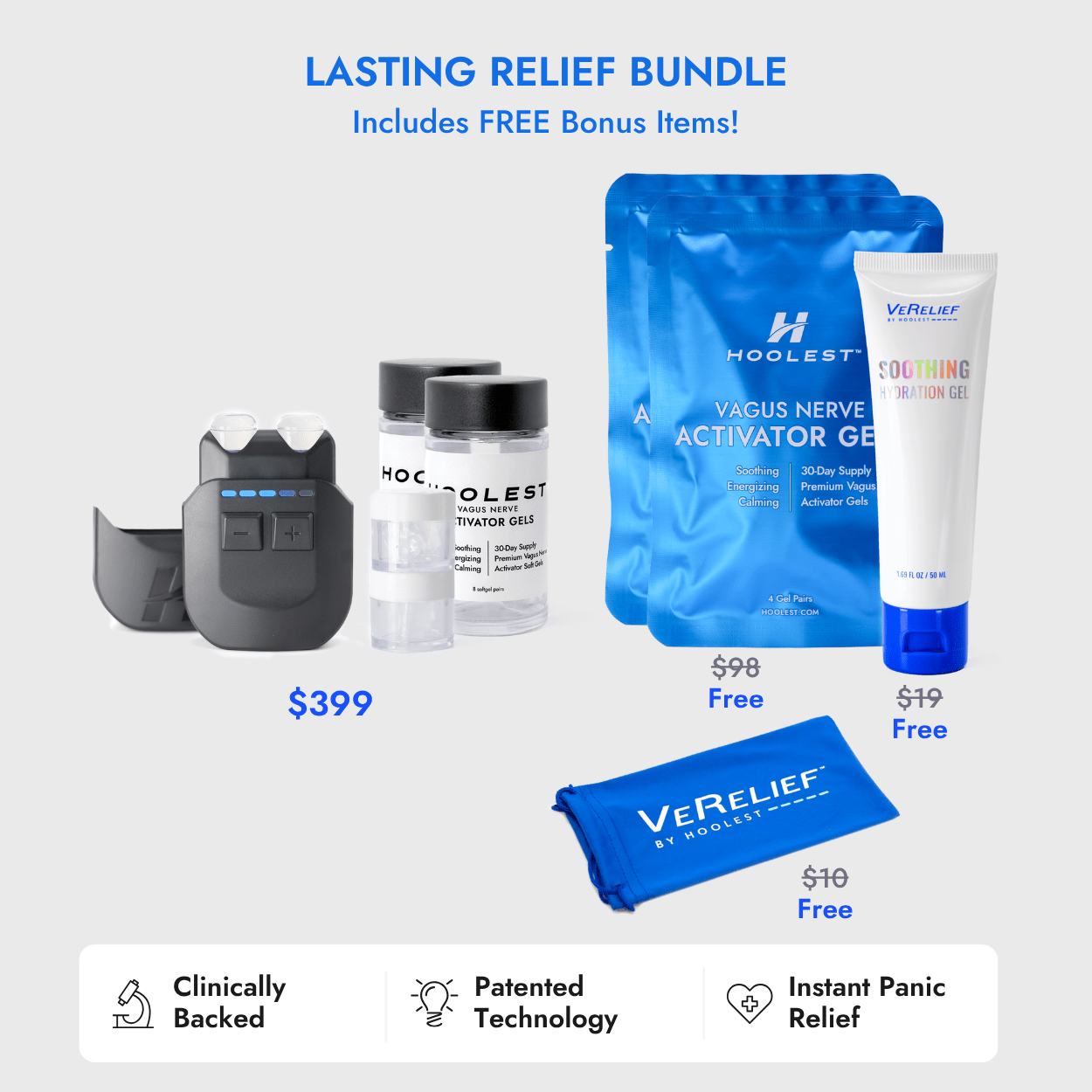 hoolest inc Stimulator Lasting Relief Bundle / Graphite VeRelief Prime vagus nerve stimulation device
