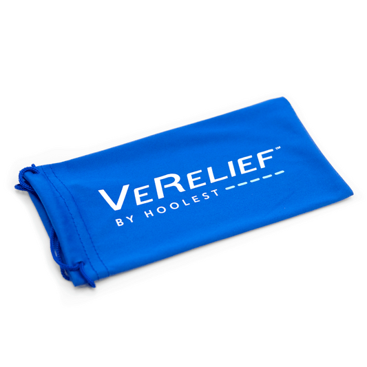 Blue VeRelief microfiber protective bag, angled view