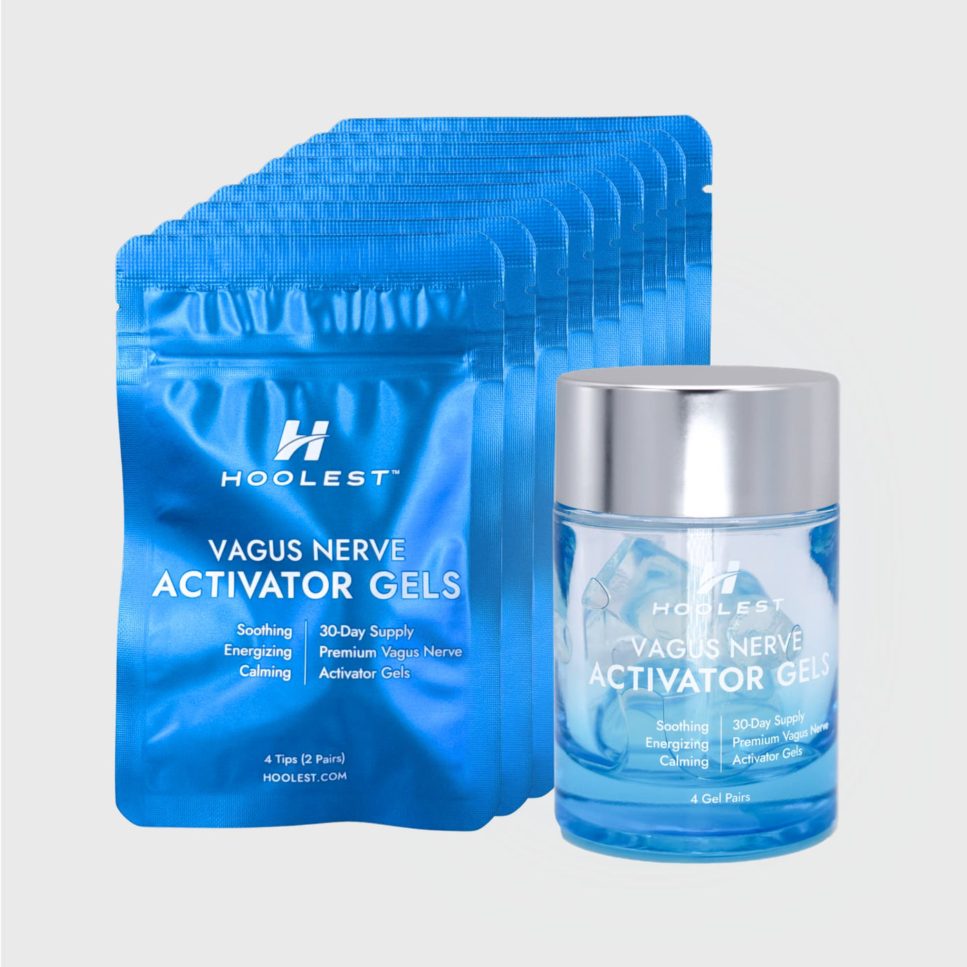 Jar of Vagus Nerve Activator Gels with a stack